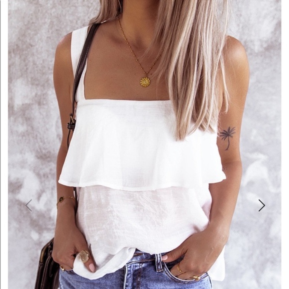 Emmer and Oat • White Ruffle Top • Size M